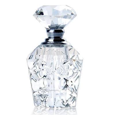 Clear Carved Crystal Empty Mini Refillable Perfume Bottle Decor | Carved Crystal Empty Refillable Mini Perfume Bottle Figurine for Vanity Desk Shelf Home Office Display Collectible Decor Gift