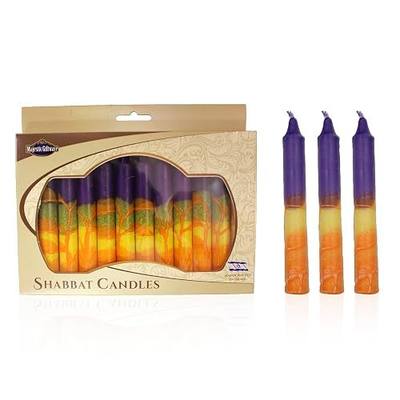 Majestic Giftware Safed Shabbat Candles - 12-Pack Dripless Handcrafted Traditional Shabbos Candles | Fits Standard Candle Holders (Harmony Purple)