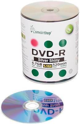 Smart Buy 100 Pack DVD-r 4.7gb 16x Silver Shiny Top Disc, 100 Disc 100pk | Silver Shiny Metalized Hub Surface, Silk Screen Printable, Video Data Music Blank Media Recordable Disc, Plastic Shrink Wrap