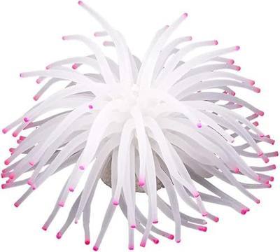 Artificial Aquarium Fish Tank Decoration Silicone Sea Anemone Artificial Fish Tank Ornament Decoration (White)