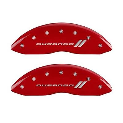 MGP Caliper Covers 12193SDGORD Durango ll Engraved Caliper Cover with Red Powder Coat Finish and Silver Characters, (Set of 4)