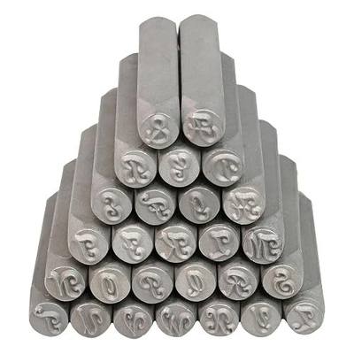 The Beadsmith Steel Alphabet Stamps - Metal Elements - 27-Piece 6mm Uppercase Cambridge Font - A-Z Letters Plus “&” Symbol - Storage Case Included - Used for Stamping & Personalizing Soft Metals