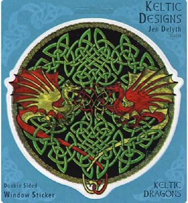 Peacemonger Keltic Designs Jen Delyth Celtic Dragons Art Decal Window Sticker