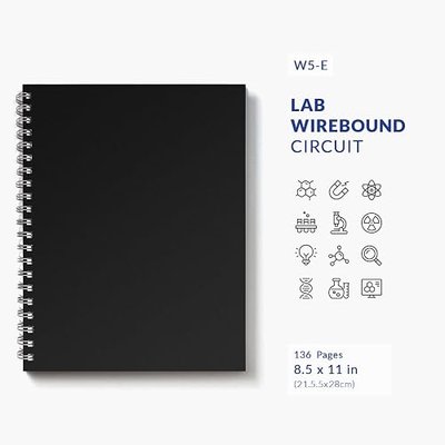W5 Wirebound Lab Notebook, 8.5 x 11 in (21.5 x 28 cm), 128 Pages, Double Wire Looped, 70lb Heavyweight Paper (1-Pack, Precision Grid/Ruled)