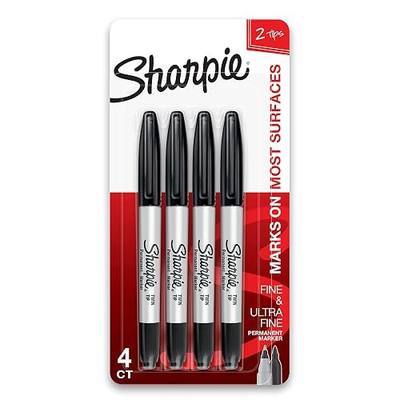 Sharpie Twin Tip Permanent Markers, Fine and Ultra Fine, Black, 4 Count