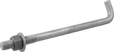 Hillman Anchor Bolts, 5/8in x 12in, 10 Pack, Hot-Dipped Galvanized | Carbon steel , L-shaped bolts with nut and washer for concrete foundations/buildings and basketball pole installs