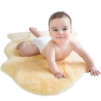 Woolino Sheepskin Luxuriously Soft Fluffy Rug for Bedroom, 100% Natural Australian Merino Wool Lambskin Baby Carpet - Flax