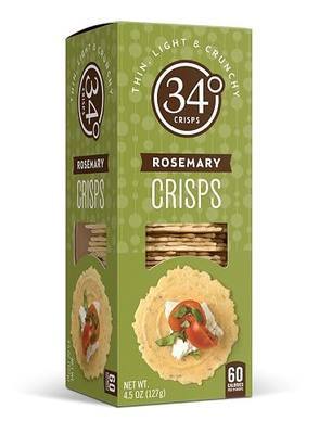 34 Degrees Rosemary Crisps | Light & Crunchy Thin Crackers for Charcuterie, Cheese Boards & Entertaining, Single Pack (4.5oz)