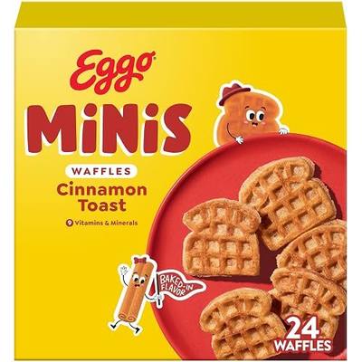 Eggo Minis Frozen Waffle Bites, Frozen Breakfast, Breakfast Food, Family Pack, Cinnamon Toast, 25.8oz Box (24 Waffles)