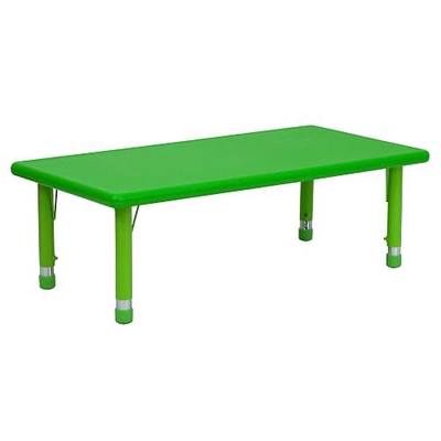 Flash Furniture Wren 24''W x 48''L Rectangular Green Plastic Height Adjustable Activity Table