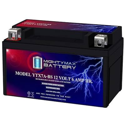 Mighty Max Battery YTX7A-BS -12 Volt 6 AH, 105 CCA, Rechargeable Maintenance Free SLA AGM Motorcycle Battery