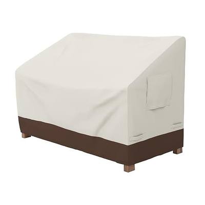Amazon Basics 2 Seater Outdoor Couch Cover, Patio Furniture Cover, Waterproof, Anti-UV, Durable with Secure Straps, Protection for Loveseat, Beige/Tan