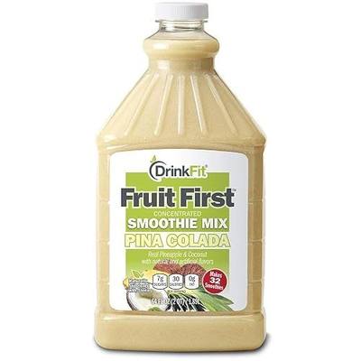 DrinkFit Fruit Smoothie Mix Pina Colada | Real Fruit Puree, Low Sugar, Gluten Free & Non-GMO | Makes 32 Smoothies, 64 Fl Oz