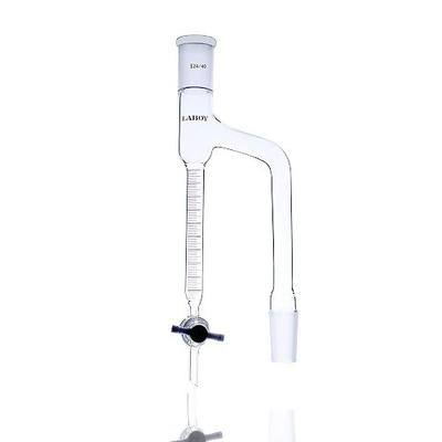 Laboy Glass Dean Stark Receiver Head Apparatus Trap Graduated 20ml with 24/40 Joints & 2mm PTFE Stopcock Lab Glassware