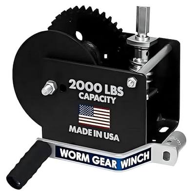 Dutton-Lainson Company - Worm Gear Winch (WG2000HEX) with 5/8" Hex Drive - Rust-Resistant Finish for Heavy Equipment, Lifting and Trailers - 2000 lb Capacity, 40:1 Gear Ratio, Drill or Manual Use