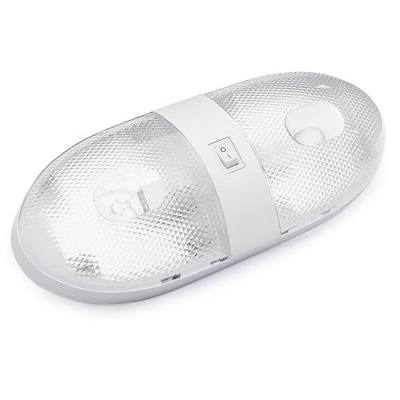 Lumitronics RV 12V Double LED Ceiling Dome Light, Switch, Removable Lens | 12V LED interior dome light for RV cabins and bunks. On/off switch, removable lens. Low-draw, long-life LEDs.