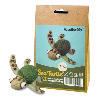 Woolbuddy Needle Felting Starter Kit (Sea Turtle) for Adults with DIY Tool | Needle Felting Kit (Whale, Octopus, Narwhal, Turtle, Angler Fish), Incl. Handmade Wool Roving, Felting Needles & Instruction