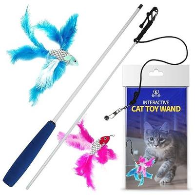 PET FIT for Life 2 Fish Feather Wand CAT Toy