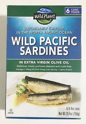 Wild Planet Wild Pacific Sardines in Extra Virgin Olive Oil 4.375 Ozs. Pack of 18