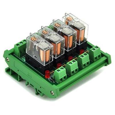 DIN Rail Mount AC/DC 24V Control 4 SPDT 16Amp Pluggable Power Relay Module, G2R-1-E