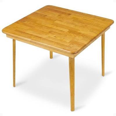 Stakmore Classic Straight Edge Square Wood Folding Card Table, 32" x 32", Oak - Foldable Wooden Tabletop Furniture for Cards, Board Games, Dining, and Extra Seating