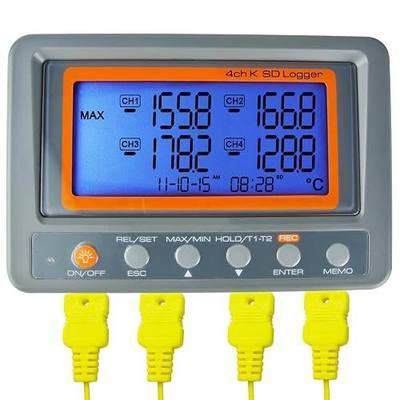 Digital 4 Channel Thermocouple Thermometer Temperature Recorder Data Logger AZ Instruments Multi Channel K Type Thermometer Thermocouple Reader with 8G SD Card 2 Bead Type K-Thermocouple Probe