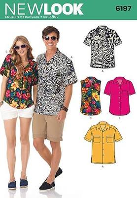 New Look N6197 Easy-to-Sew Button-Up Shirt Sewing Pattern for Women & Men, Sizes XS-XL
