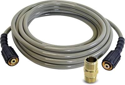 Simpson Cleaning 40224 Morflex Series 3300 PSI Pressure Washer Hose, Cold Water Use, Inner Diameter, Natural, 25-Feet (1/4 Inch) | Max Temp 140°F, Fits Most Gas/Electric Washers, M22 Connections, Kink Resistant, Polyurethane Jacket, 4" Bend Protectors