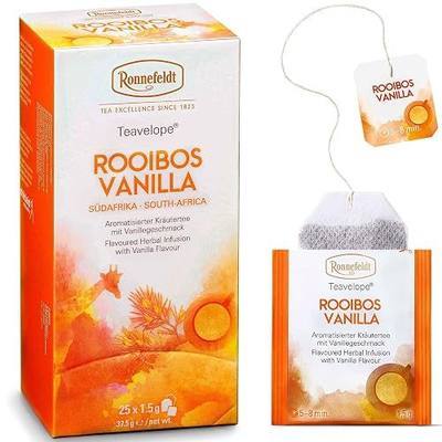 Ronnefeldt Teavelope Rooibos Vanilla Chai – Naturally Caffeine-Free South African Red Herbal Tea with Natural Orange & Vanilla Flavor – 25 Individually Wrapped Tea Bags