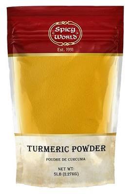 Turmeric Powder 5 Pound Bulk Bag - Indian Turmeric Root Ground (Haldi) - Minimum Curcumin 2.5% - Pure, Vegan, from India by Spicy World