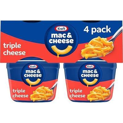 Kraft Mac and Cheese Dinner, 4 Microwaveable Cups, Triple Cheese, 2.05 oz