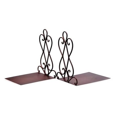 Artkingdome Vintage Metal Bookends for Heavy Books, Non-Slip Book Stoppers for Shelves, Farmhouse Decorative Holders for Office Desk, Sturdy Book Ends for Classroom Library Home, Set of 2 with Pads
