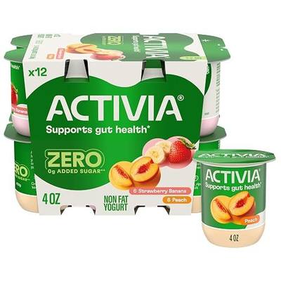 Activia Strawberry Banana and Peach Probiotic, 4 OZ
