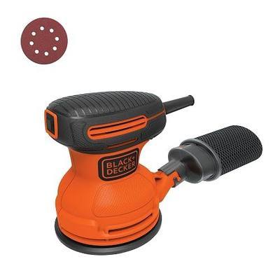 BLACK+DECKER Orbital Sander, 5 Inch, 2.0 Amp, 12000 OPM, Corded, 1 Sandpaper Sheet and Dust Bag Included (BDERO100)
