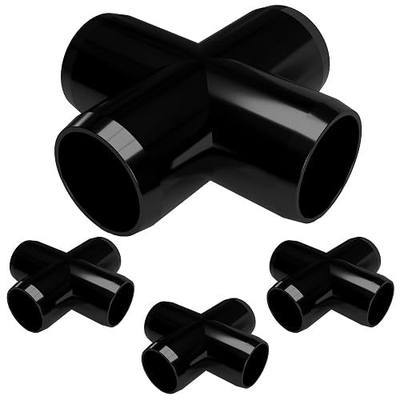 FORMUFIT F001CRX-BK-4 Cross PVC Fitting, Furniture Grade, 1" Size, Black (Pack of 4)