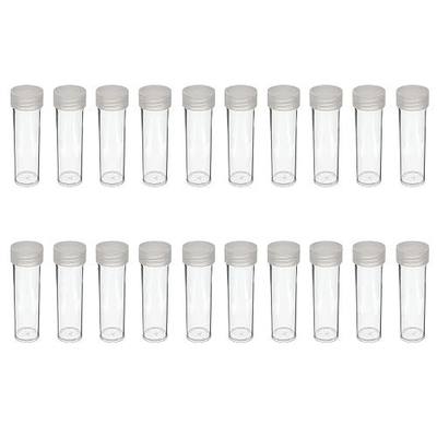 (20) Round Clear Plastic (Penny Cent) Size Coin Storage Tube Holders Screw on Lid (Transparent-20pcs)