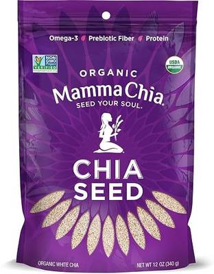 Mamma Chia Organic Seeds, White, 12 Ounce (Pack of 1). USDA Organic, Non-GMO, Vegan, Gluten Free, and Kosher.