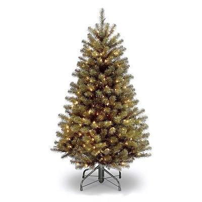 National Tree Company 4.5 ft Pre-Lit North Valley Spruce Artificial Christmas Tree, 200 Clear Lights, 398 Tips, Includes Stand, Green