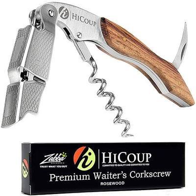 HiCoup Wine Opener - Professional Corkscrews for Wine Bottles w/Foil Cutter and Cap Remover - Manual Wine Key for Servers, Waiters, Bartenders and Home Use - Classic Rosewood