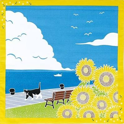 Yamaco 88592 Small Furoshiki Tama Walk, Sunflower, 19.7 x 19.7 inches (50 x 50 cm)