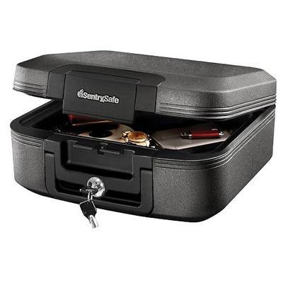 SentrySafe Dark Gray Fireproof and Waterproof Safe with Key Lock, Chest Lock Box with Carrying Handle for Travel, 0.28 Cubic Feet, 6.6 x 15.4 x 14.3 Inches, CFW20201