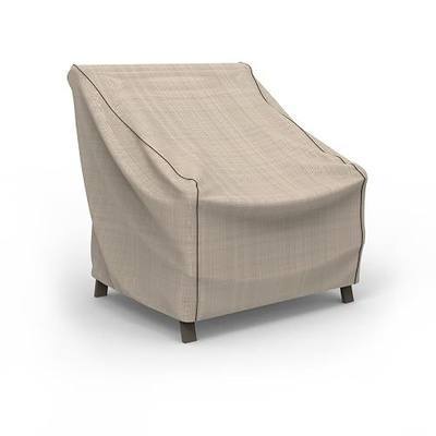 Budge English Garden Patio Chair Cover, Medium | Waterproof, UV-resistant polyester with vents, straps & buckles for a secure outdoor fit; 37"D x 38"W x 34"H; Tan tweed