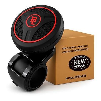 BL Steering Wheel Knob Spinner - Universal Non-Slip Fit, ABS & Premium Silicone Finish Suicide Knob with Metal Ball Bearing - Ideal for Cars, Trucks, Boats (Silicone Red)