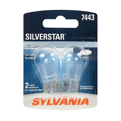 SYLVANIA - 7443 SilverStar Mini Bulb - Brighter and Whiter Light, Ideal for Daytime Running Lights (DRL) and Back-Up/Reverse Lights(Contains 2 Bulbs)