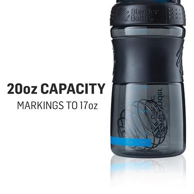 BlenderBottle SportMixer Tritan Grip Shaker Bottle, Black/Black, 20-Ounce