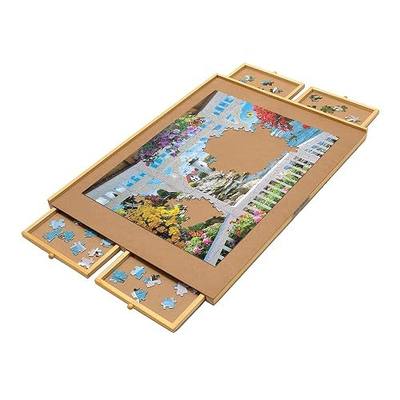 Bits and Pieces Puzzle Board with Drawers – 1500 Piece Jigsaw Puzzle Table Organizer – Premium Wooden Puzzle Board for Adults, 26"x35" Smooth Non-Slip Surface, Portable Puzzle Table with Sorting Trays