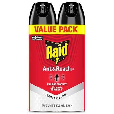 Raid Ant & Roach Killer 26, Fragrance Free Bug Killer for Home Use, Kills Bugs on Contact, Roach and Ant Spray, 17.5 Oz, 2 Count