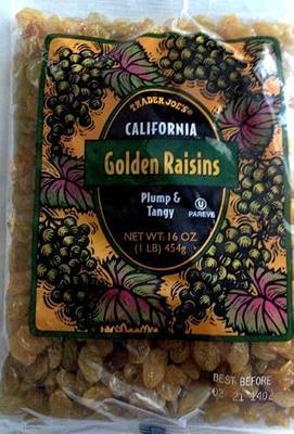 Trader Joe's California Golden Raisins, Plump & Tangy /160z., 454g. (Pack of 3)