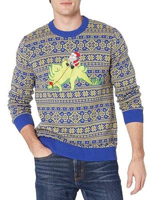 Alex Stevens Men's Stegosaurus Santa Ride Ugly Christmas Sweater
