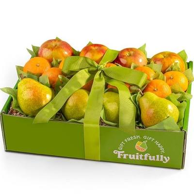 A Gift Inside Fresh Fruit Gift Basket – Mixed Fresh Fruit Box with Comice Pears, Red Apples & Mandarins, Gourmet Fruit Basket Gift for Birthday, Get Well, Sympathy & Thank You